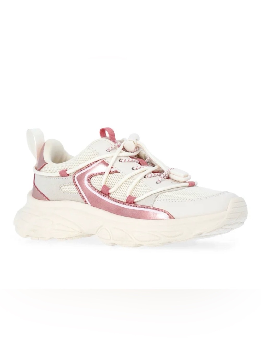 Madden NYC Teens White/Pink Low Top Lace Up Athletic Sneakers, Size 5 New